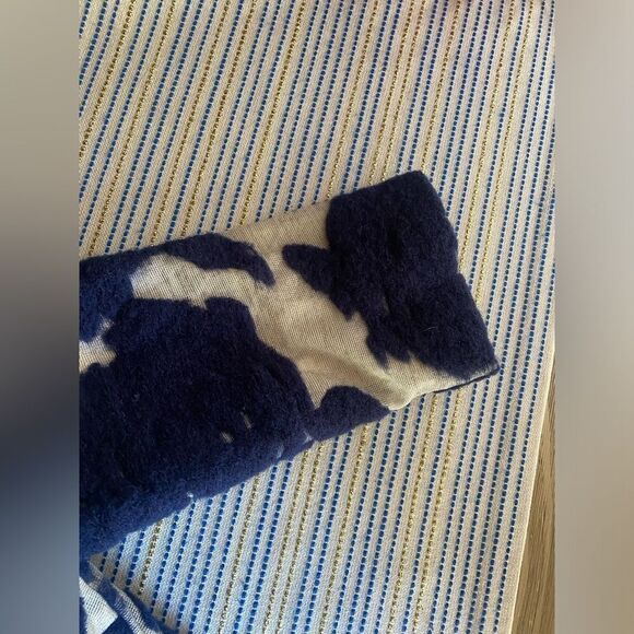 Reiss  Mini Dress Leila Size 6 Wool blended Navy & Cream Gold Floral - Picture 10 of 16